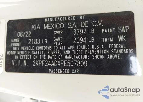 2023 Kia Forte Lxs from USA, damaged, VIN 3KPF24ADXPE507809